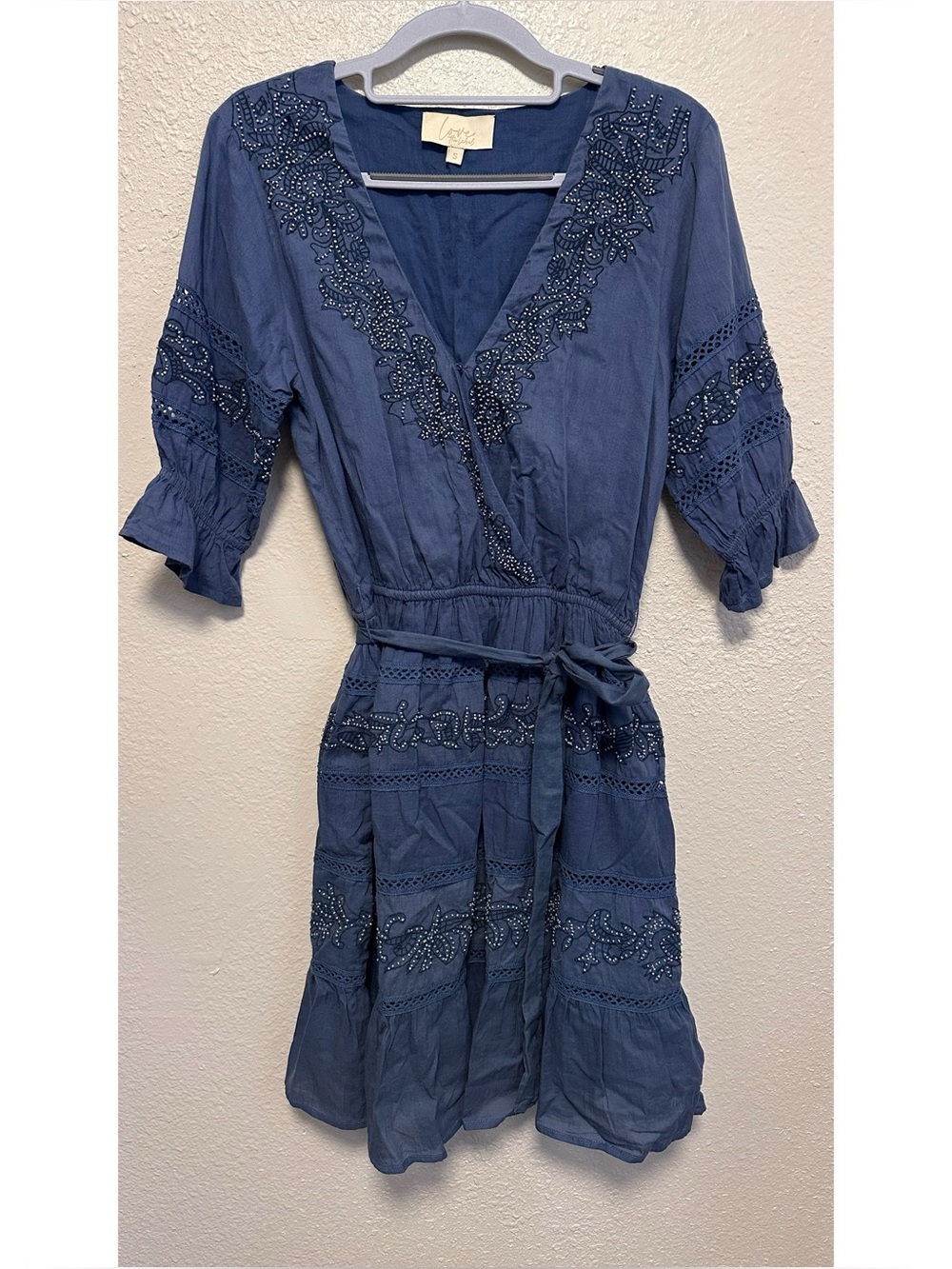 Love the label Embroidered blue cotton dress
